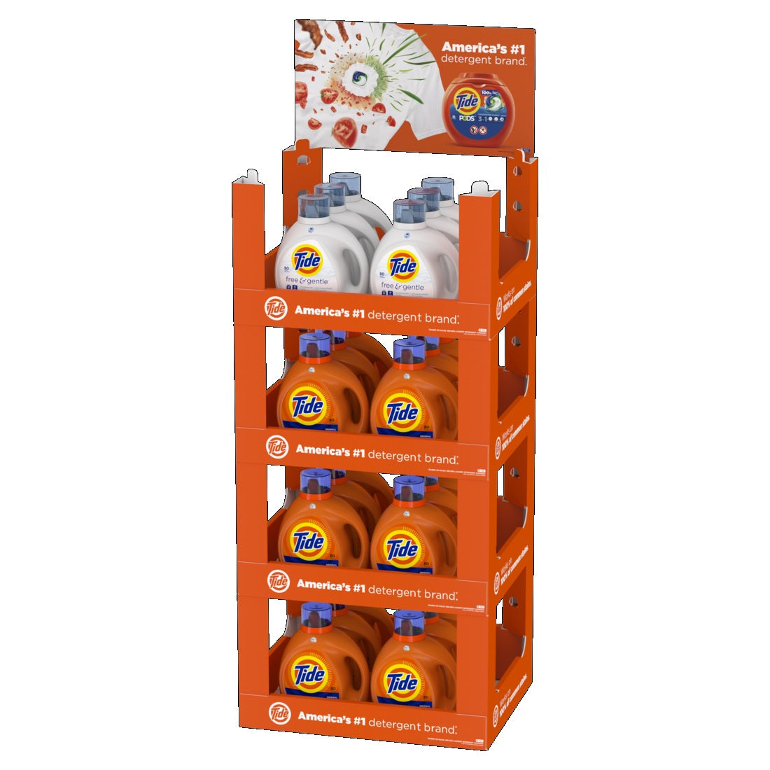 Tide Display Mix QDRP - 105oz/24pk(Tide HE Org-18ct,Tide HE Free-6ct)