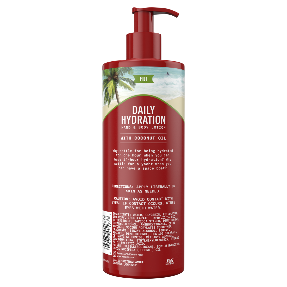 Old Spice Daily Hydration Hand & Body Lotion for Men Fiji with Coconut Oil-16oz/4pk