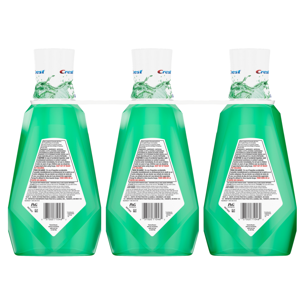 Crest Scope Outlast Mouthwash Fresh Mint-1L/33.8oz/3pk