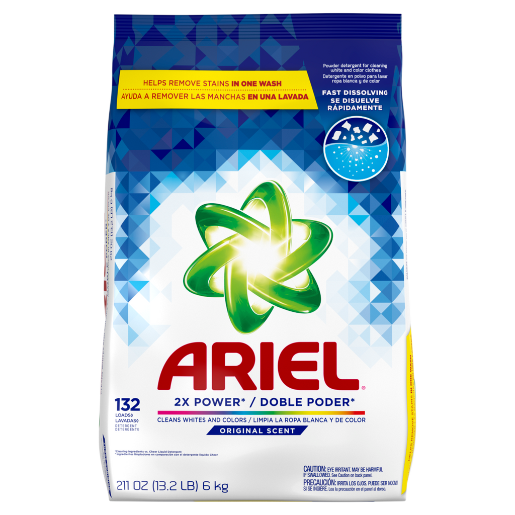 Ariel Powder Laundry Detergent Original Scent 6.0kg 132 Loads - 211oz/3pk