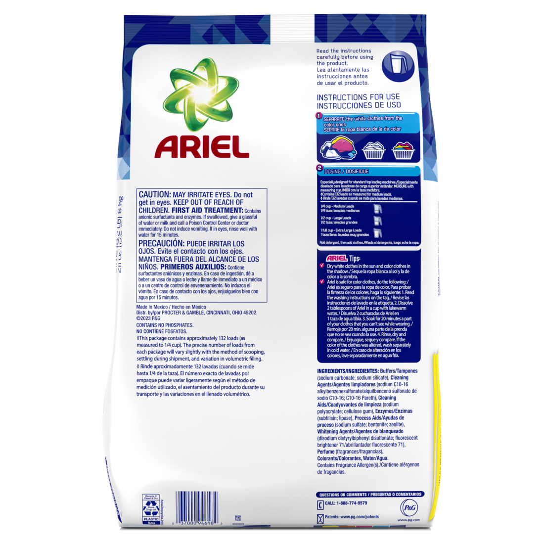Ariel Powder Laundry Detergent Original Scent 6.0kg 132 Loads - 211oz/3pk