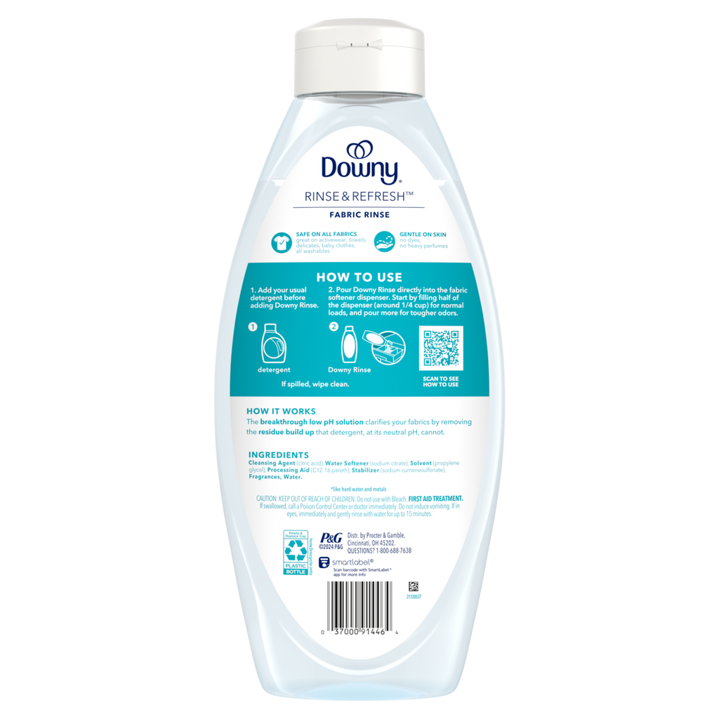 Downy Rinse Out Odor Fabric Rinse Cool Cotton Scent Fabric Odor Remover Rinse Fights Odors At The Source - 48oz/4pk