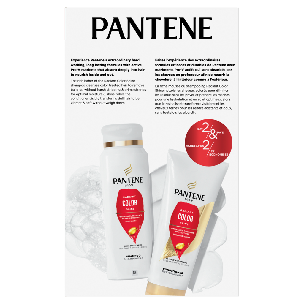 Pantene Radiant Color Shine 72 Hr Hydration Shampoo 12.0oz & Conditioner 10.4oz Dual Pack - (12.0+10.4)oz/4pk