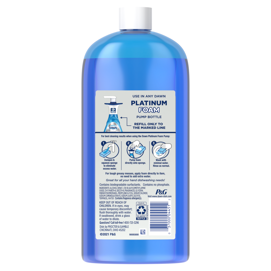 Dawn Direct Foam Dish Soap Dishwashing Liquid Grease Removal Fresh Rain 915 ml - 30.9oz/6pk