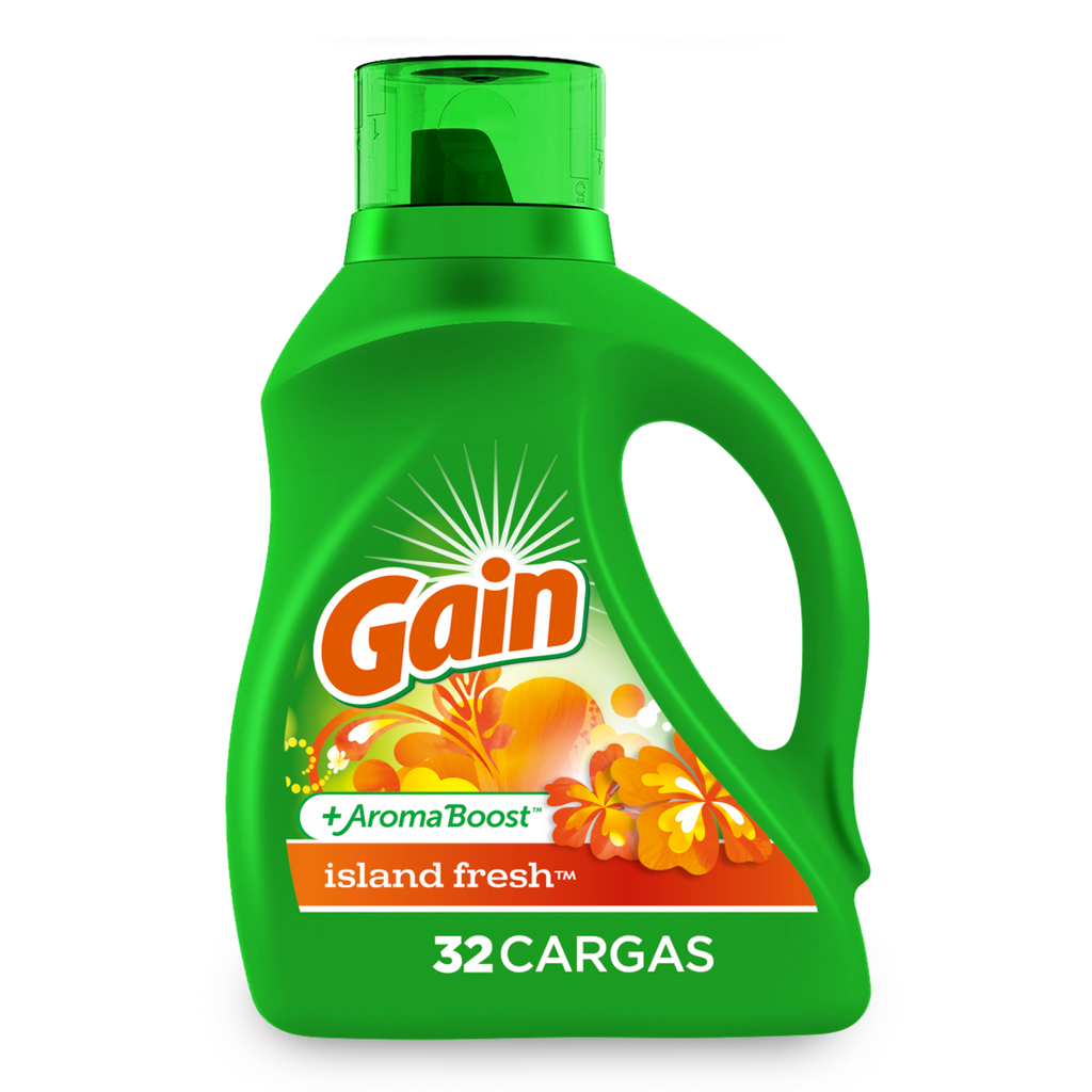 Gain Liquid Laundry Detergent Island Fresh Scent 32 Loads Freshness + Odor Fighting High Efficiency Washing Machine Iquid Cleaning Soap - 46oz/6pk