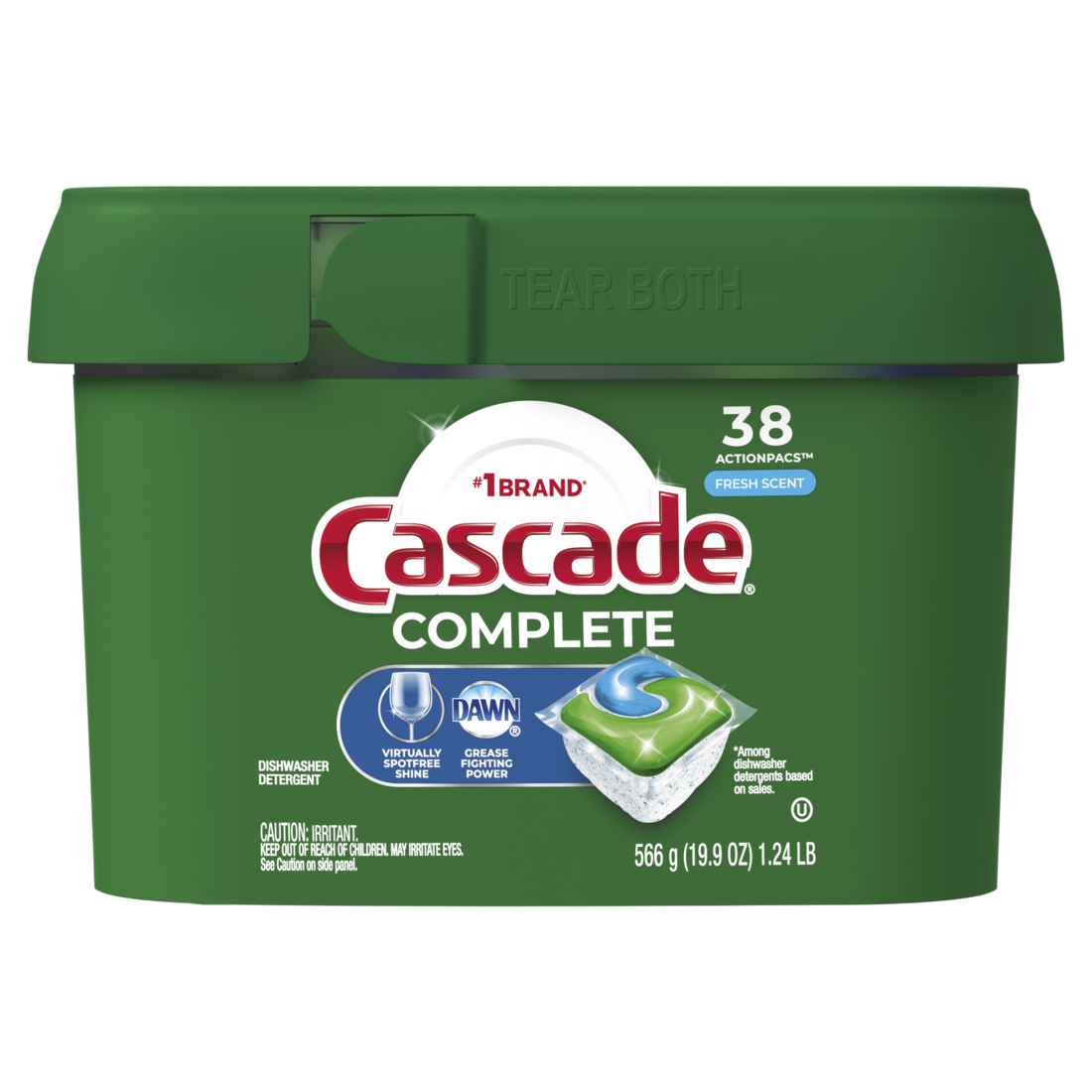 Cascade Complete ActionPacs Dishwasher Detergent, Fresh Scent - 38ct/3pk