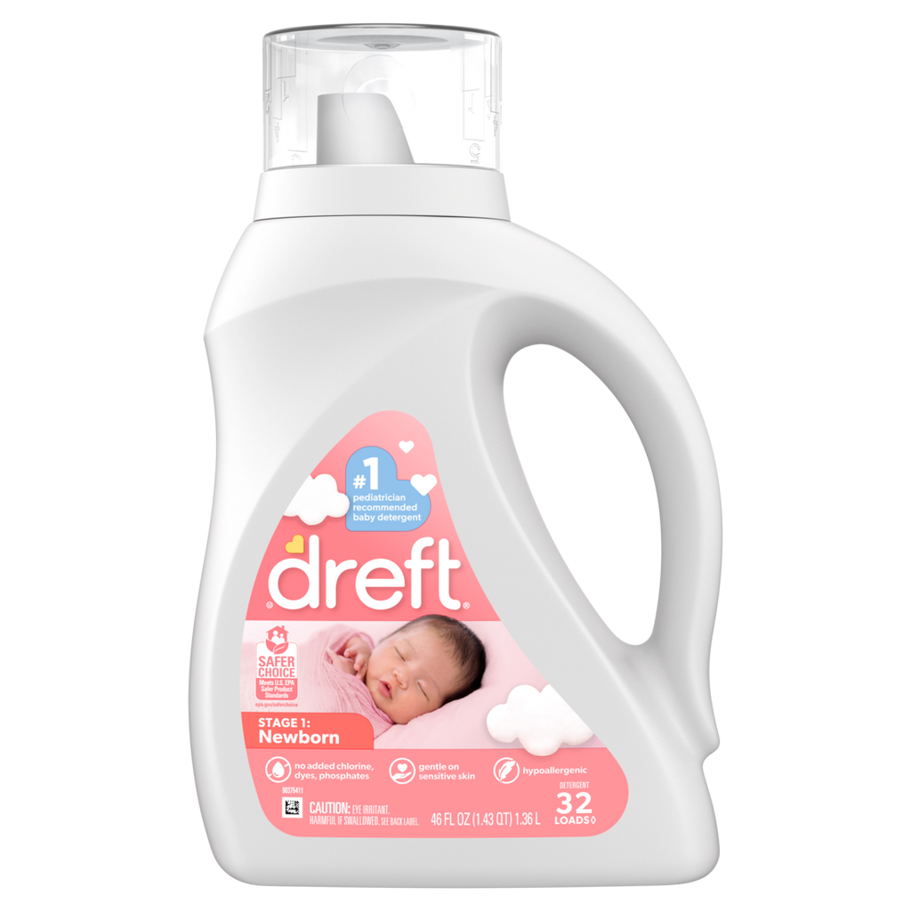 Dreft Stage 1 Newborn Baby Liquid Laundry Detergent Gentle On Sensitive Skin HE Compatible 32 Loads - 46oz/6pk