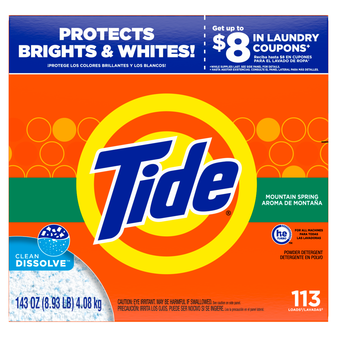 Tide Powder Laundry Detergent Mountain Spring Scent 125 Loads - 143oz/2pk
