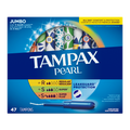 Tampax Pearl Tampons Trio Multipack with LeakGuard Braid Regular/Super/Super Plus Absorbency Unscented - 47ct/4pk