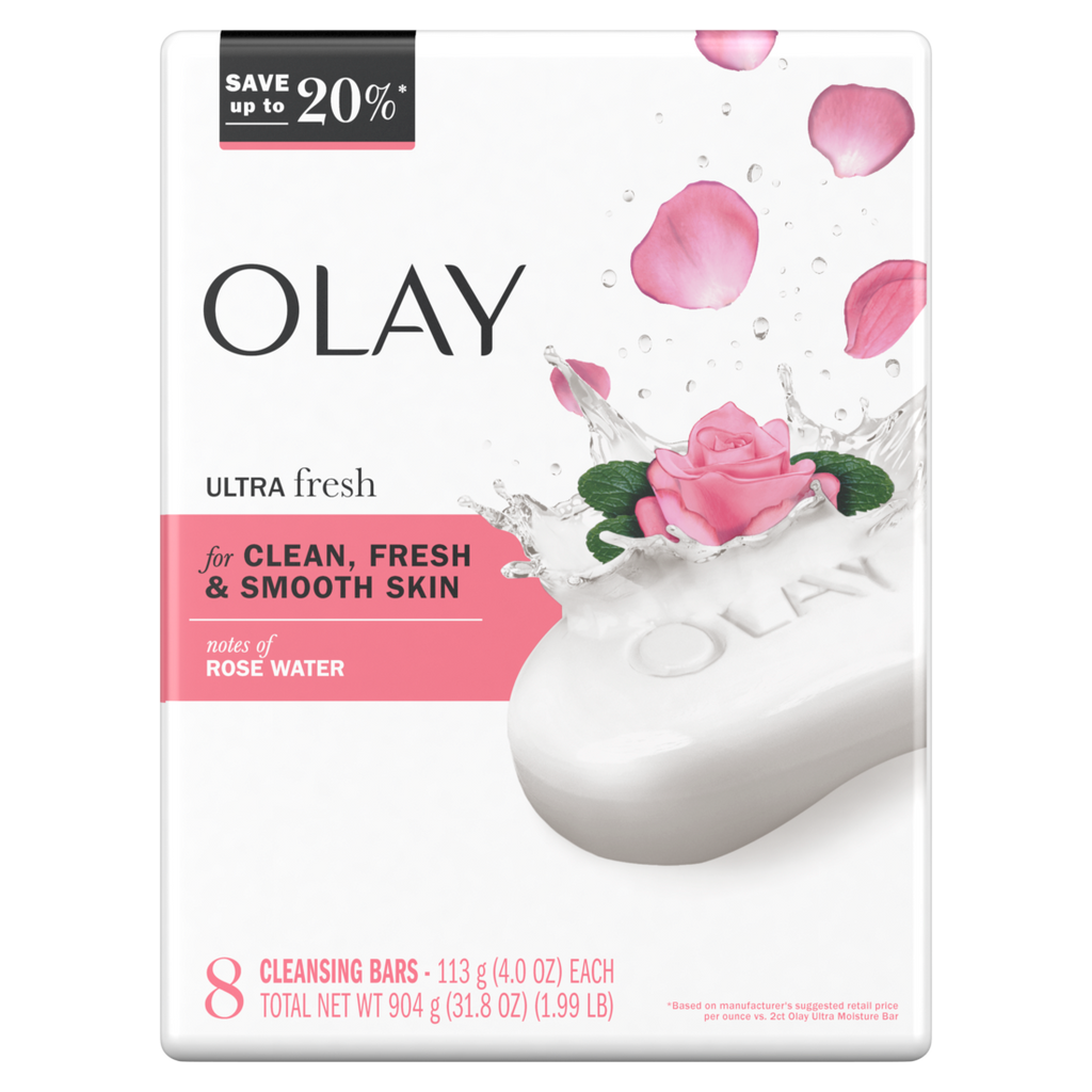 Olay Ultra Fresh Bath Bar with Notes of Rosewater - 8ct/4pk