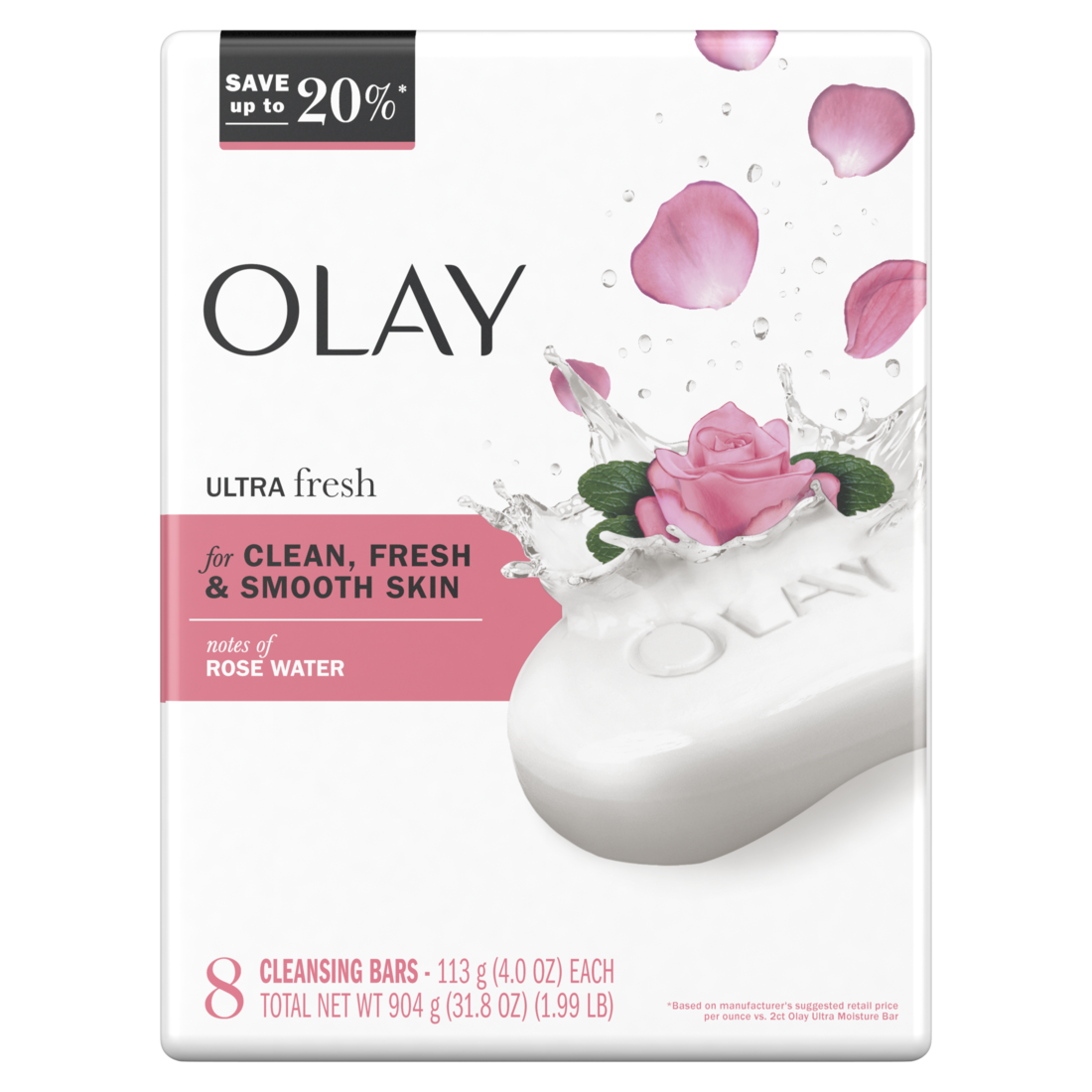 Olay Ultra Fresh Bath Bar with Notes of Rosewater - 8ct/4pk