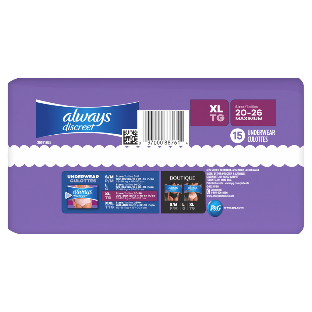 Always Discreet Underwear Maximum Protection XL - 15ct/3pk