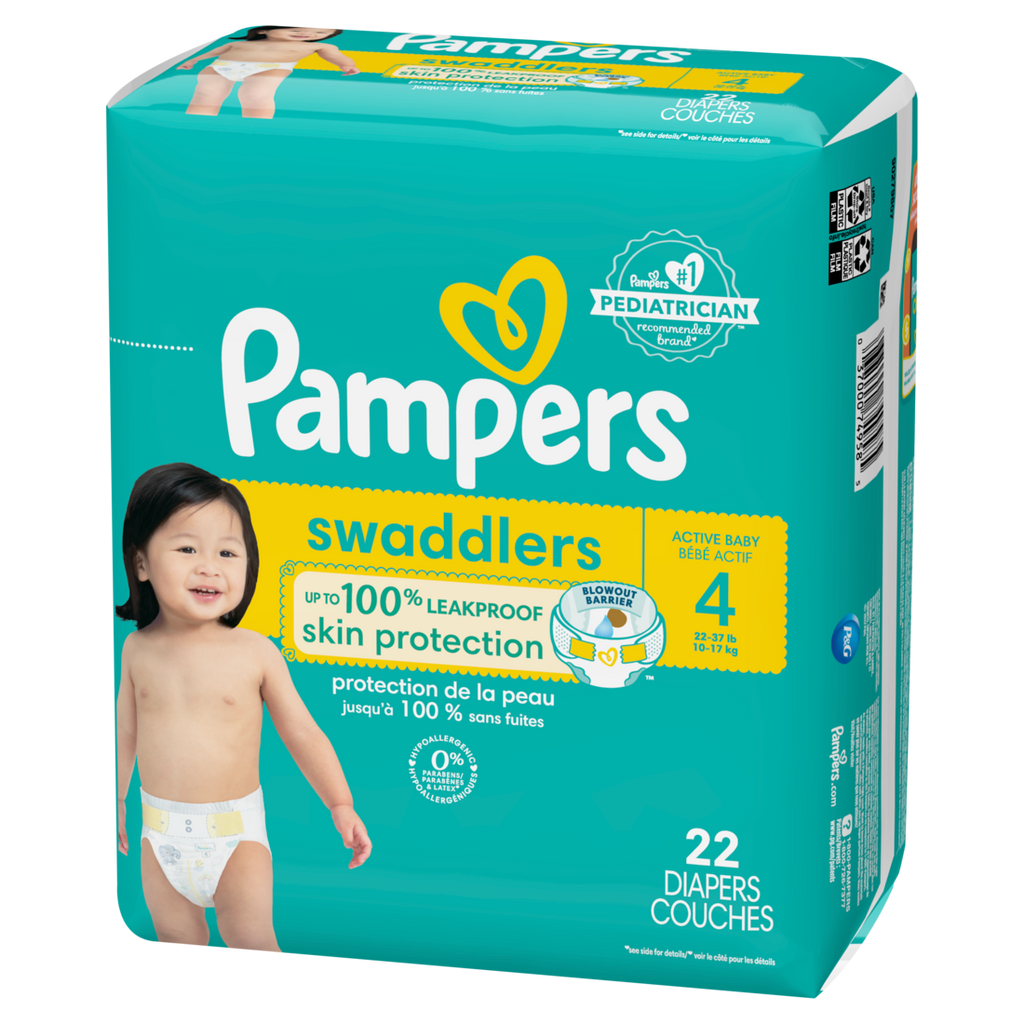 Pampers Swaddlers Diapers Size 4 (22-37 Lbs) Ultra Absorbent Disposable Infant Diaper - 22ct/4pk