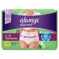 Always Discreet Adult Incontinence Underwear for Women & Postpartum Underwear L - 17ct/2pk