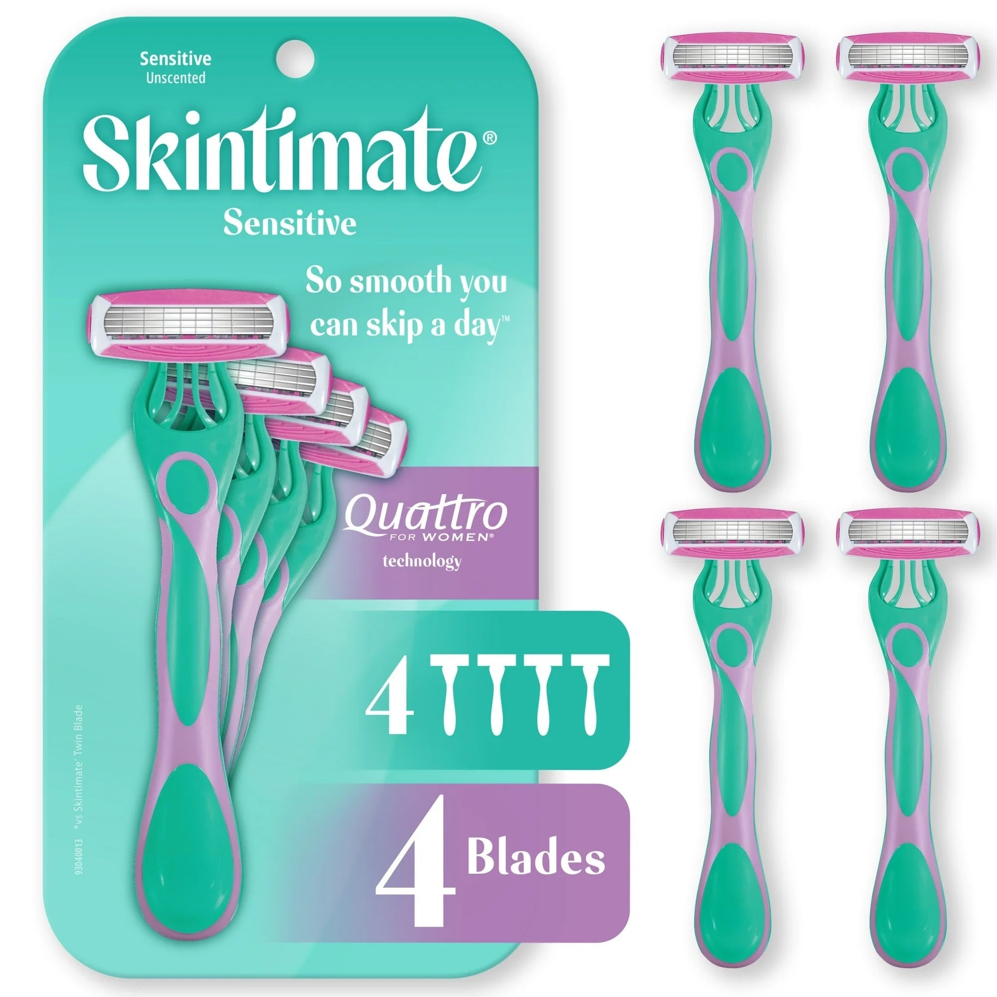 Skintimate Women's Sensitive Skin Disposable Razors 4 Blade - 4ct/3pk