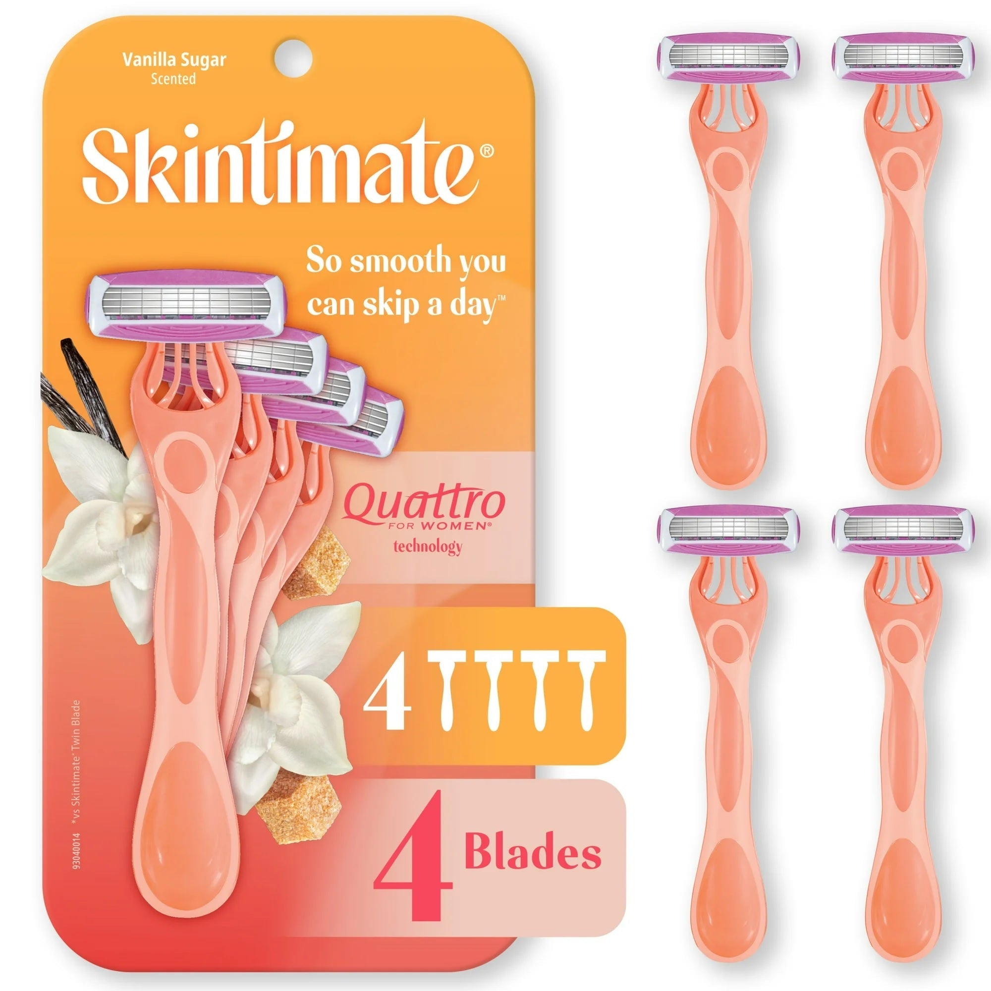 Skintimate Warm Vanilla Sugar Disposable Razor for Women 4 Blade - 4ct/3pk