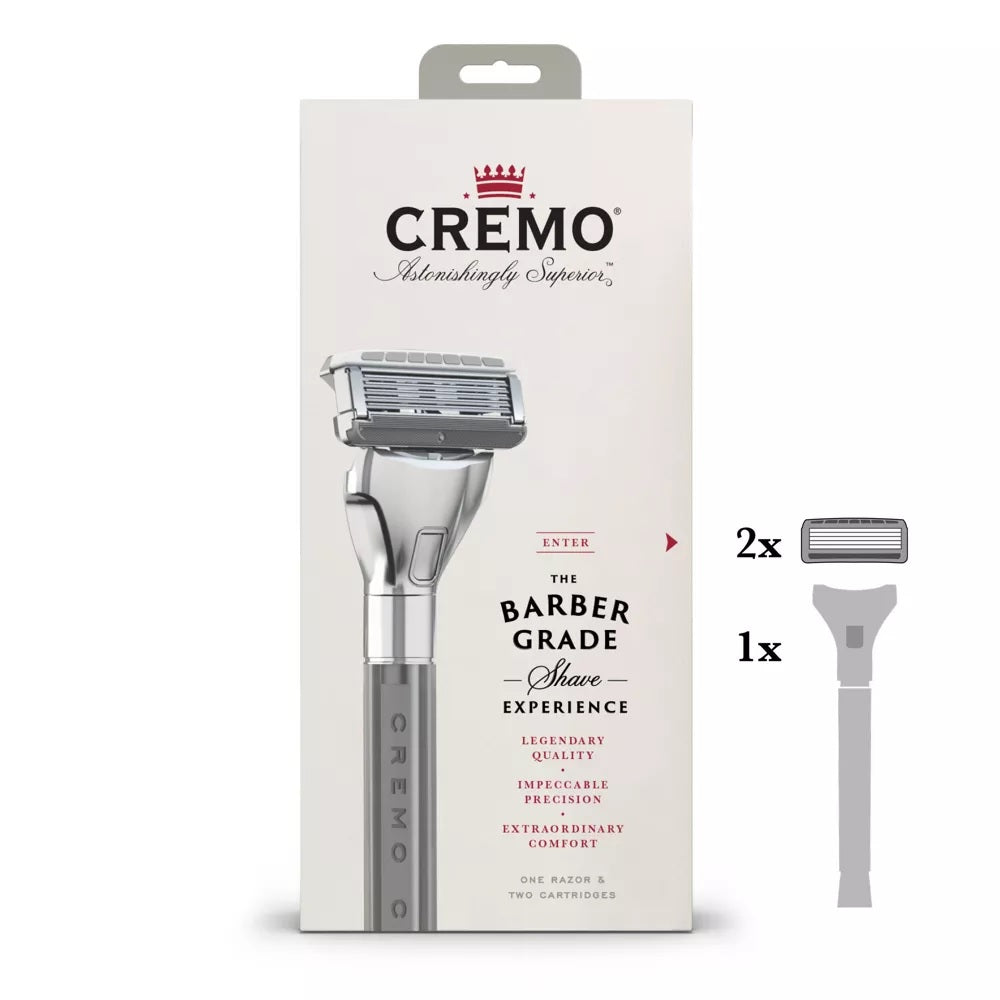 Cremo Chrome Kit Barber Grade Razor Handle with 2 Refills - 3ct/12pk