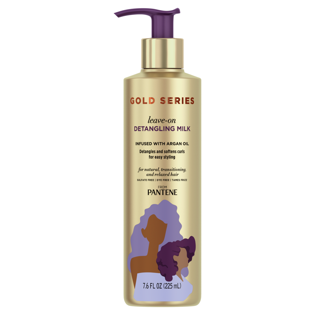 Gold Series From Pantene Sulfate-Free Leave-On Detangling Milk Treatment With Argan Oil For Curly Coily Hair - 7.6oz/12pk