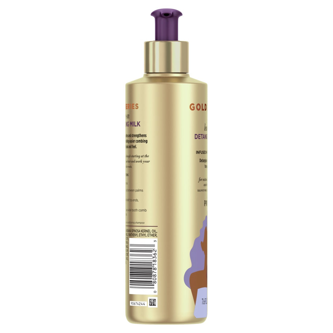 Gold Series From Pantene Sulfate-Free Leave-On Detangling Milk Treatment With Argan Oil For Curly Coily Hair - 7.6oz/12pk