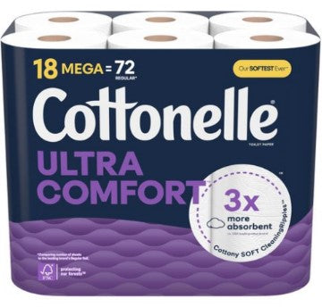 Cottonelle Ultra Comfort 244 Sheets/Roll Mega Roll Bath Tissue - 18ct/2pk