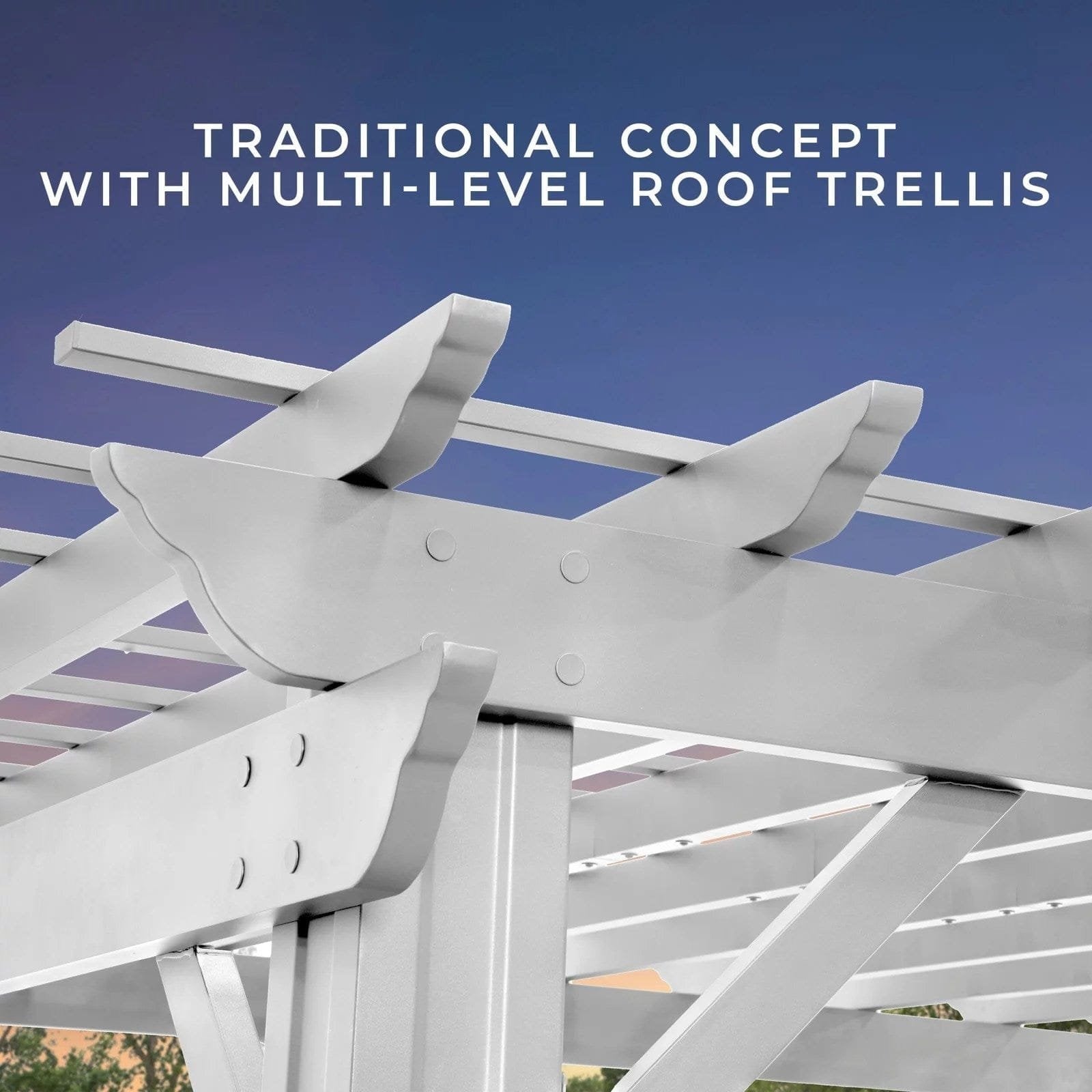 14×10 Hawthorne Traditional Steel Pergola With Sail Shade Soft Canopy image 6