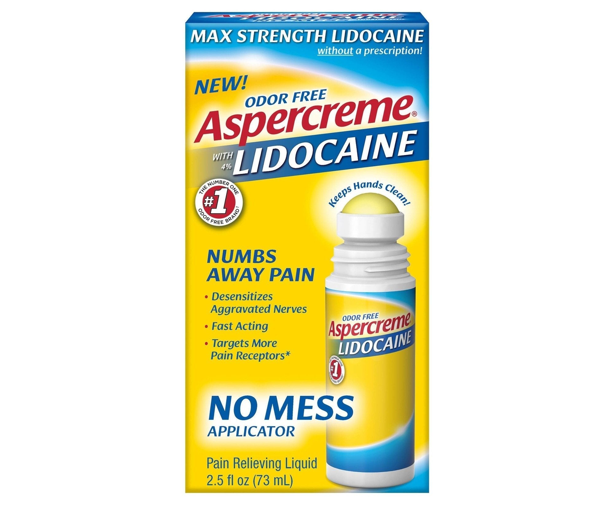 Aspercreme Lidocaine Pain Relief No Mess Roll-On - 2.5oz/24pk