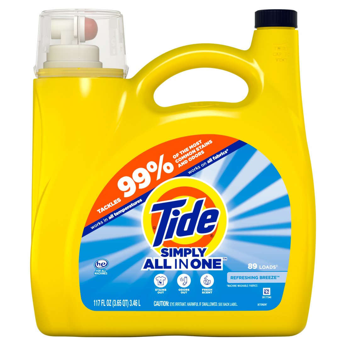 Tide Simply All-In-One Liquid Laundry Detergent Refreshing Breeze Scent 89 Loads - 117oz/4pk