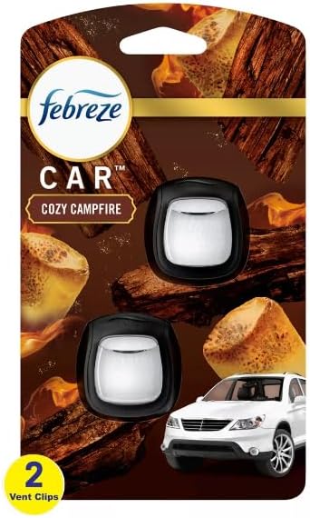 Febreze Car Air Freshener Odor-Fighting Automotive Vent Clip Cozy Campfire Scent - 0.13oz/8pk