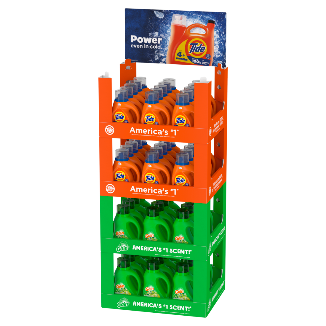 Tide & Gain Display Mix ( Tide Original 34oz/30ct , Gain Original 46oz/24ct ) - 54pk