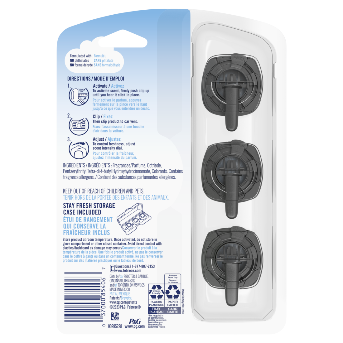 Febreze Car Odor-Fighting Car Freshener Vent Clip Gain Original Scent Car Vent Clip - (3x.06)oz/8pk