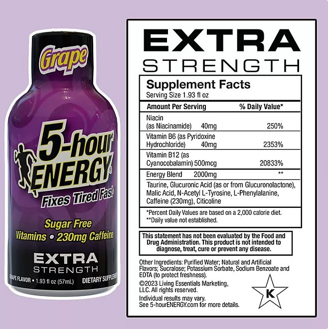 5-Hour Energy Extra StrengthShots GRAPE - 1.93oz/24pk