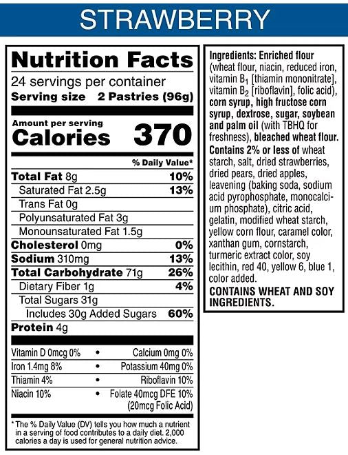 Kelloggs Pop-Tarts Frosted Strawberry - 2ct/48pk