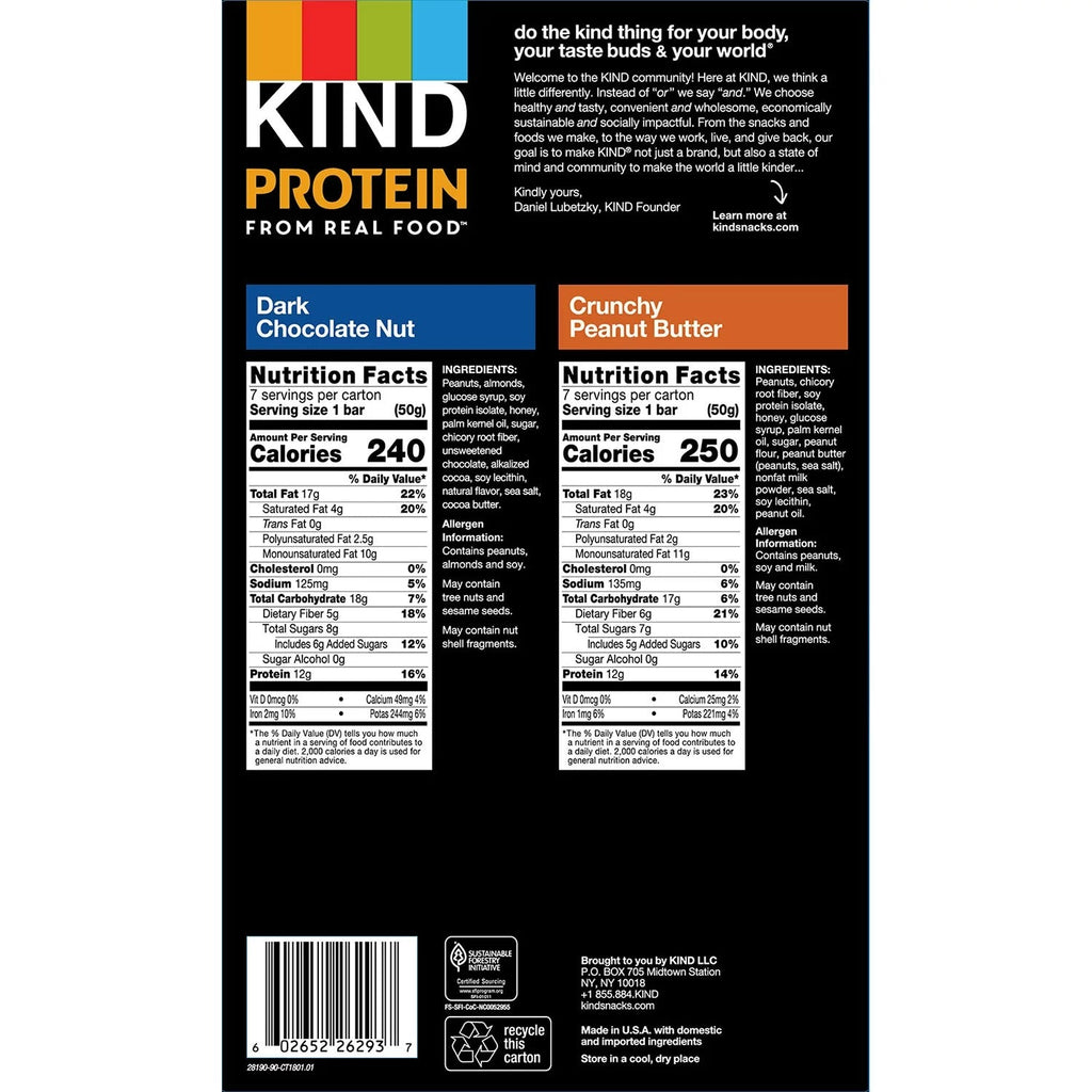 KIND Protein Dark Chocolate Nut and Crunchy Peanut Butter Variety Pack - (14x1.76)oz/1pk