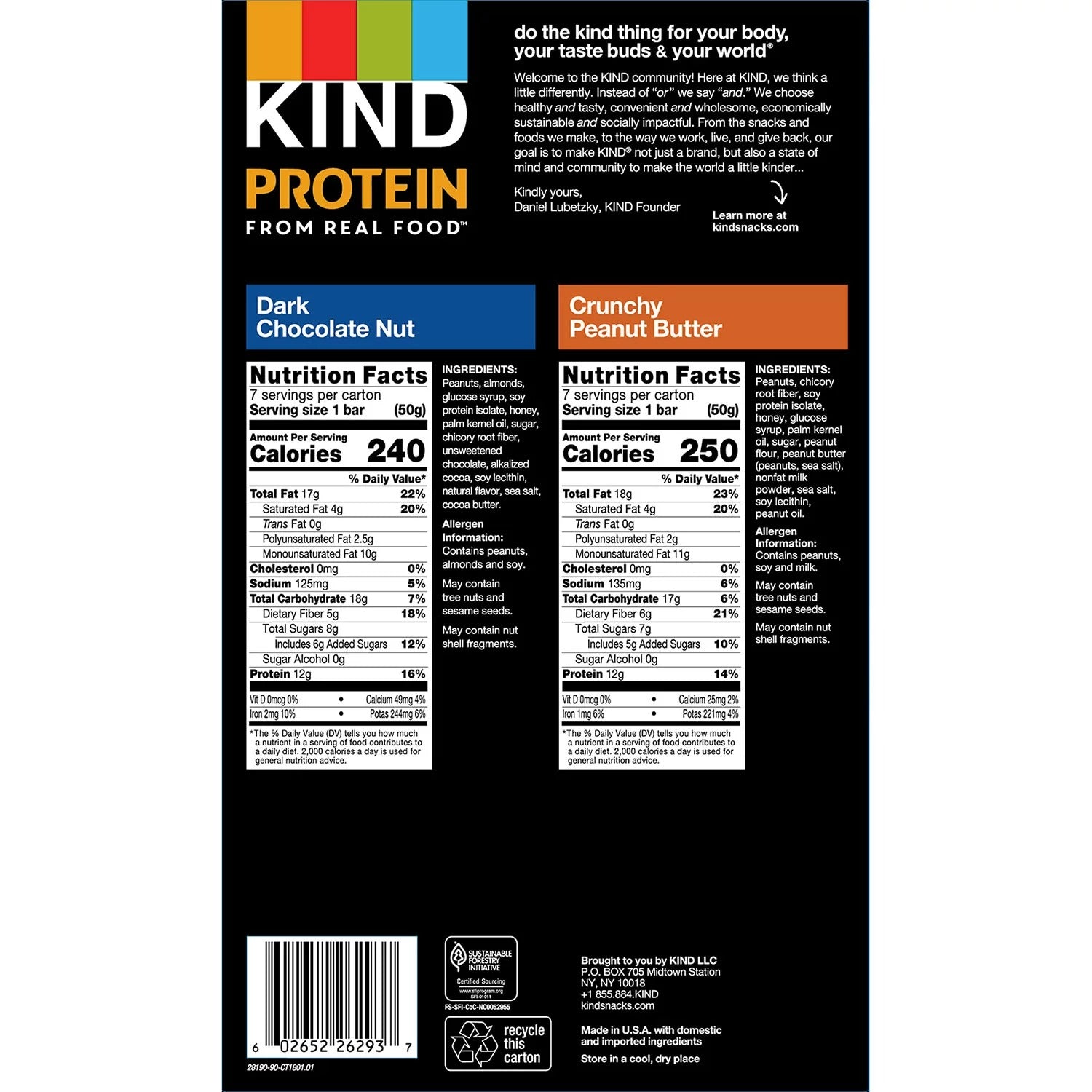 KIND Protein Dark Chocolate Nut and Crunchy Peanut Butter Variety Pack - (14x1.76)oz/1pk
