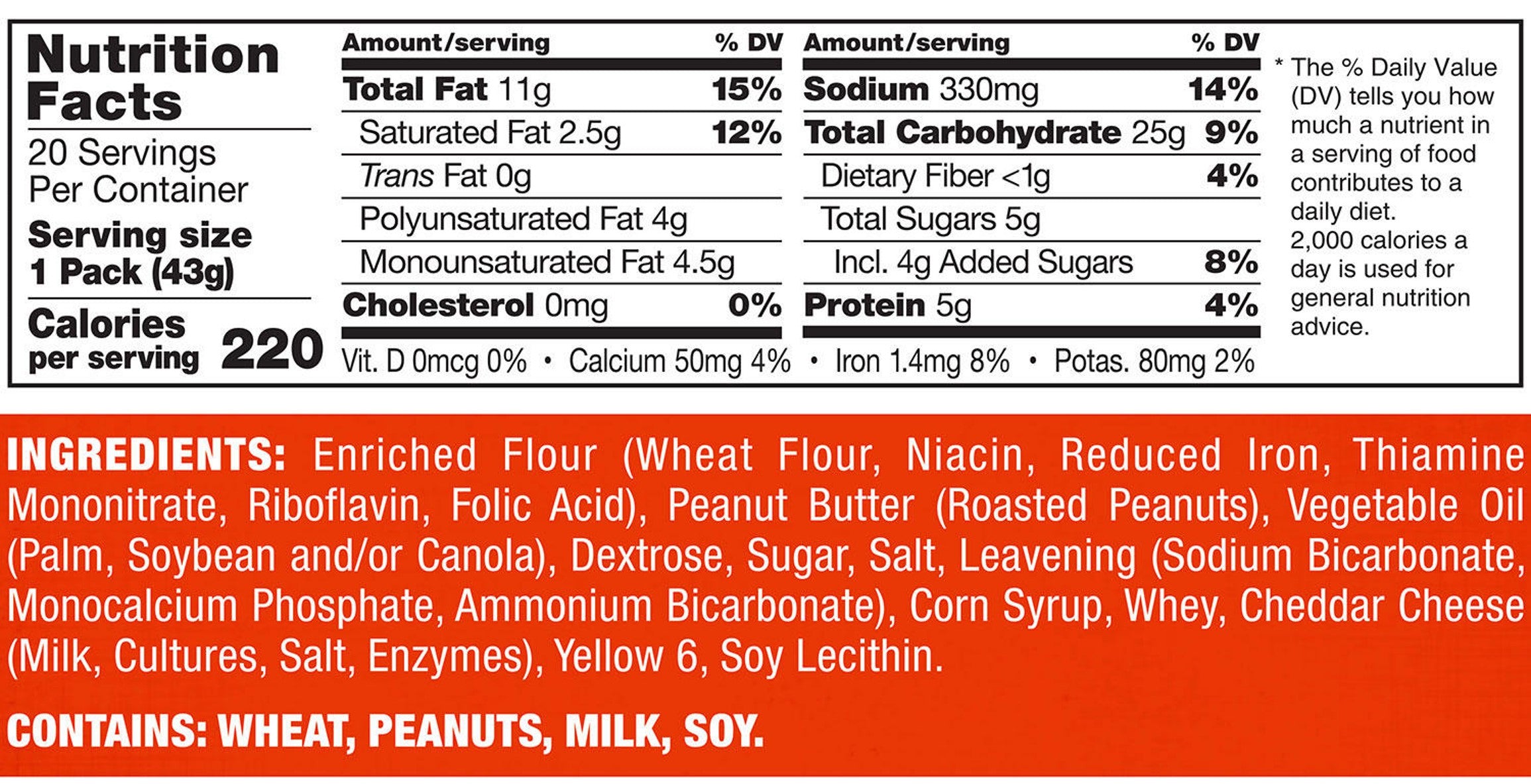 Lance ToastChee Peanut Butter Crackers - (40x1.52)oz/1pk