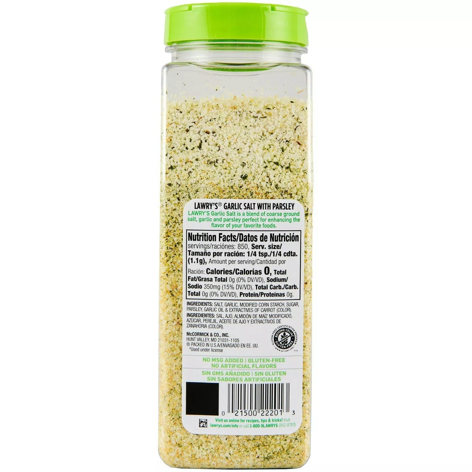 Lawry's Coarse Ground Garlic Salt with Parsley - 33oz/1pk