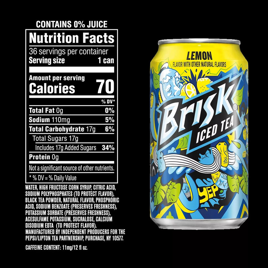 Lipton Brisk Lemon Iced Tea Cans - 12oz/36pk