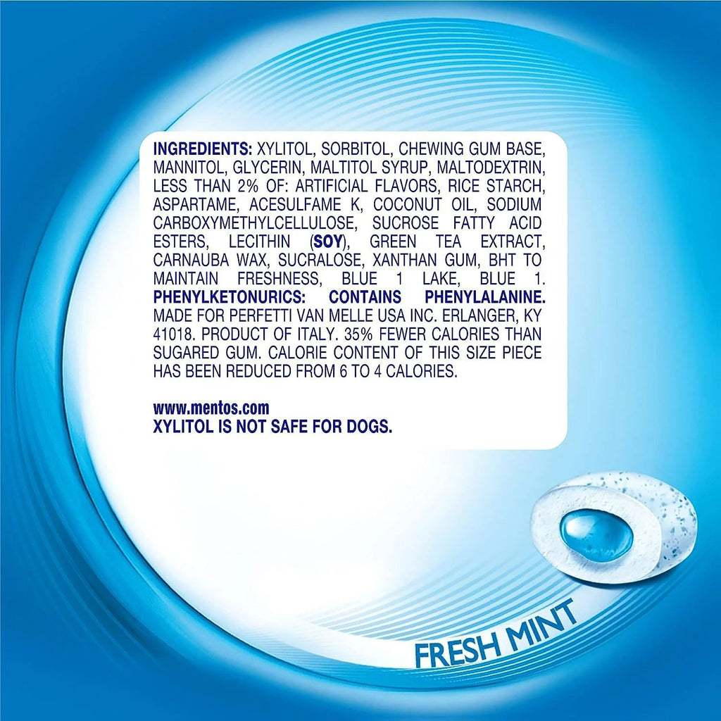 Mentos Pure Fresh Sugar-Free Chewing Gum Fresh Mint - 50ct/4pk