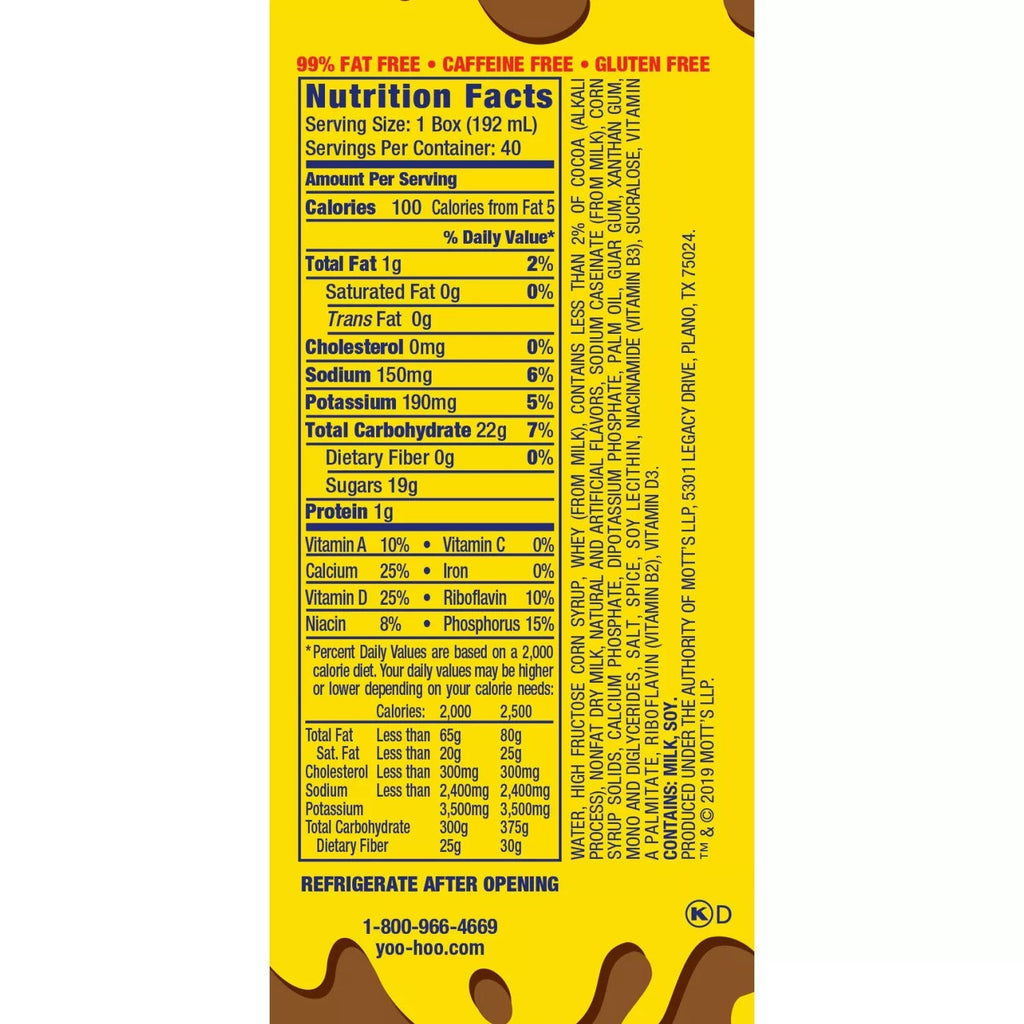 Yoo-hoo Chocolate Drink - 6.5oz/40pk