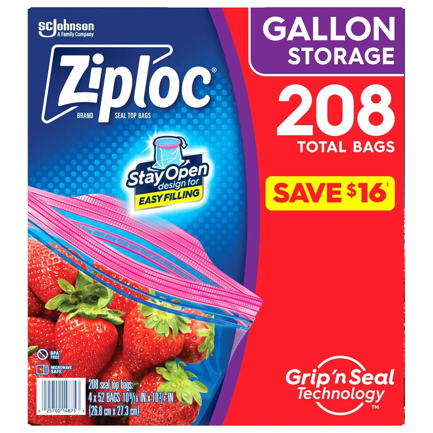 Ziploc Gallon Storage Bags - 208ct/1pk