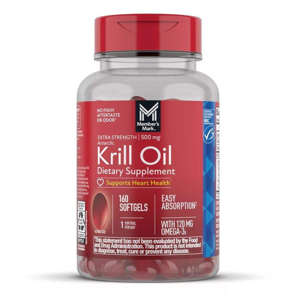 Members Mark Extra Strength Antarctic Pure Omega-3 Krill Oil 500 mg - 160ct/1pk