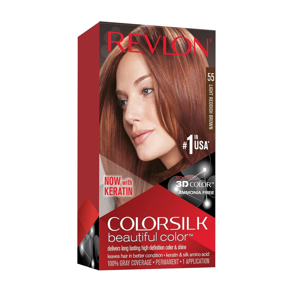 Revlon ColorSilk Hair Color #55 Light Reddish Brown - 1ct/3pk