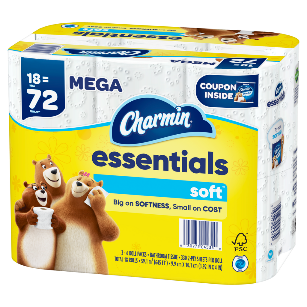 Charmin Essentials Soft Toilet Paper 18 Mega Rolls 330 Sheets Per Roll - 18ct/1pk