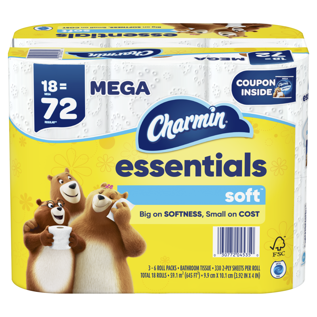 Charmin Essentials Soft Toilet Paper 18 Mega Rolls 330 Sheets Per Roll - 18ct/1pk