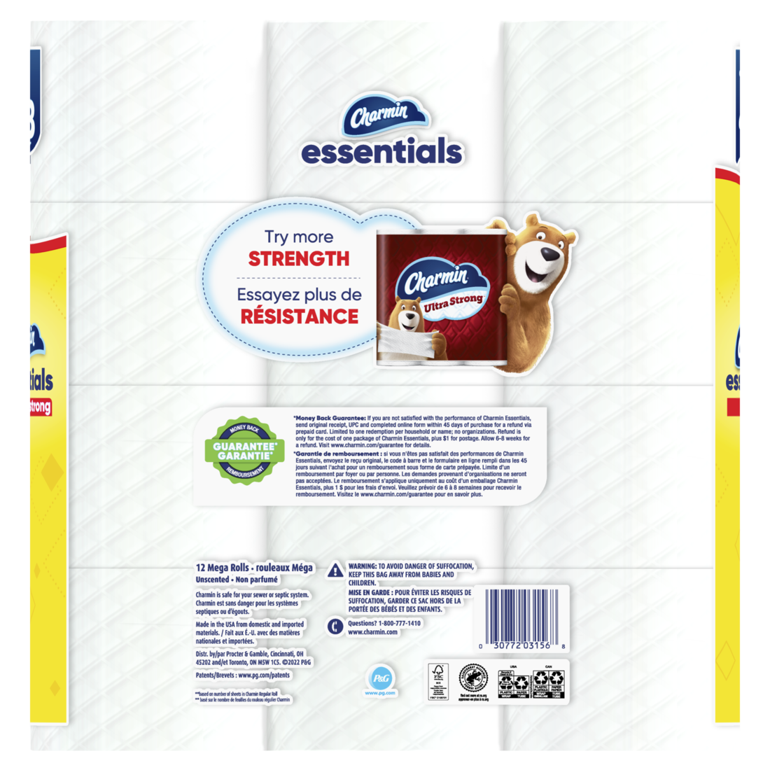 Charmin Essentials Strong Toilet Paper 12 Mega Rolls 429 Sheets Per Roll - 12ct/4pk
