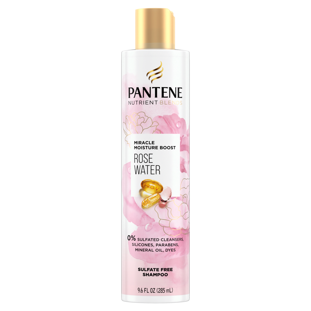 Pantene Nutrient Blends Miracle Moisture Boost Rose Water Sulfate Free Shampoo - 9.6oz/4pk