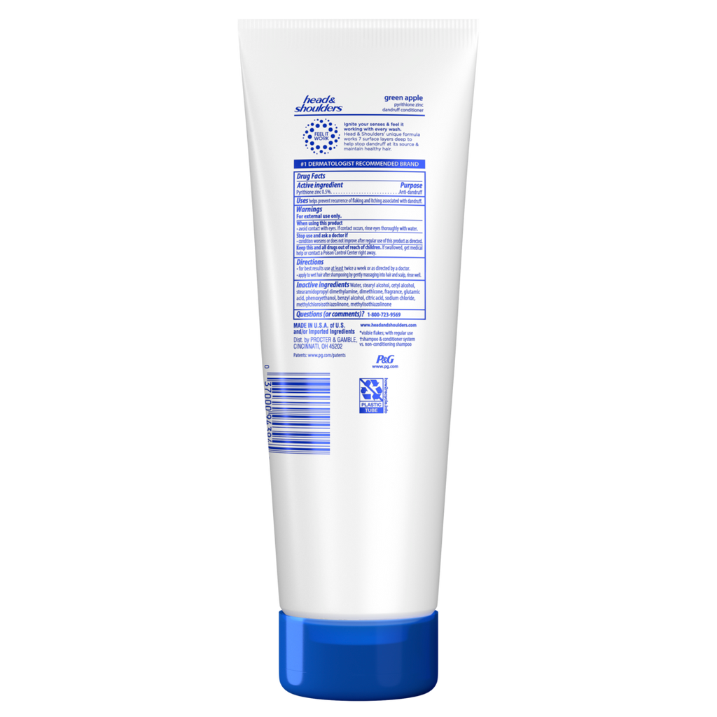 Head And Shoulders Dandruff Conditioner Anti-Dandruff Treatment Green Apple For Daily Use Paraben Free - 10.9oz/12pk