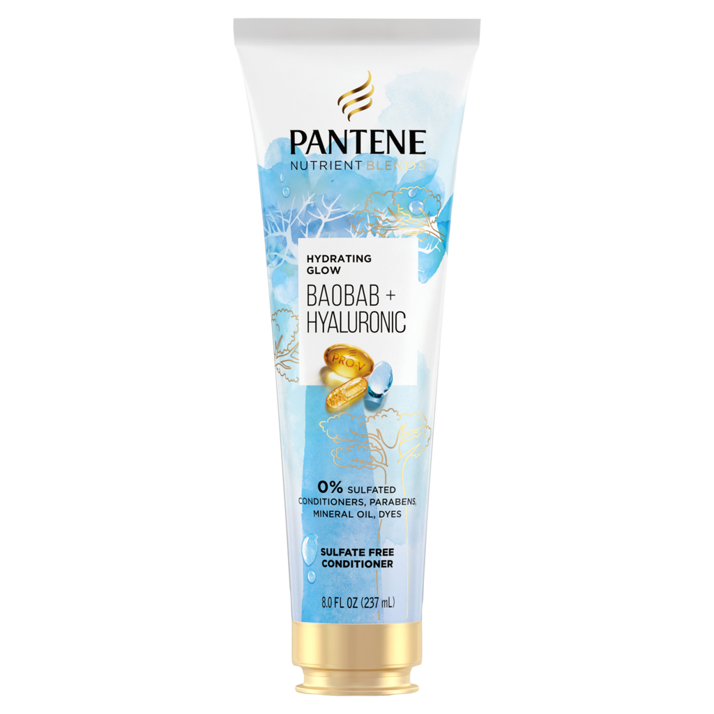 Pantene Nutrient Blends Hydrating Glow Baobab + Hyaluronic Sulfate Free Contidioner - 8oz/3pk