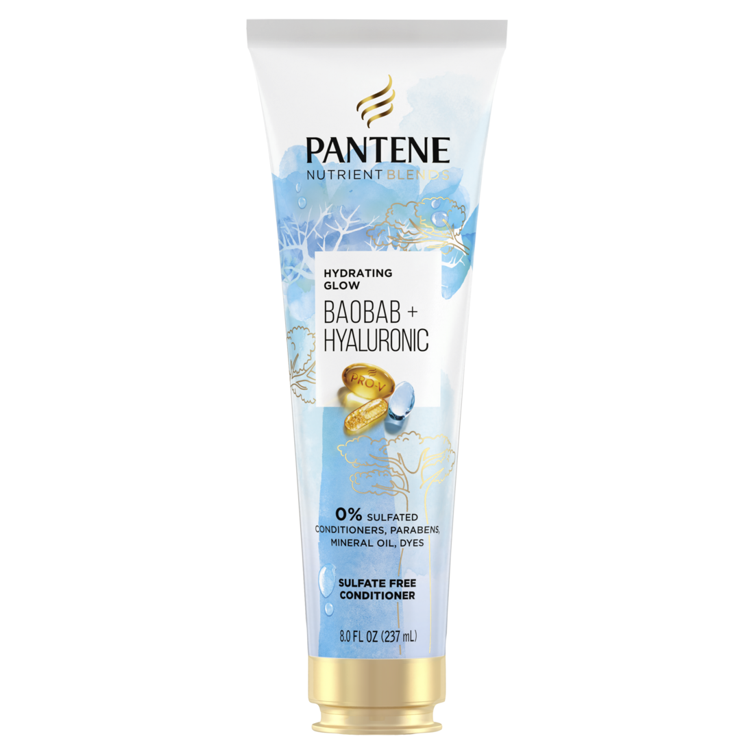 Pantene Nutrient Blends Hydrating Glow Baobab + Hyaluronic Sulfate Free Contidioner - 8oz/3pk