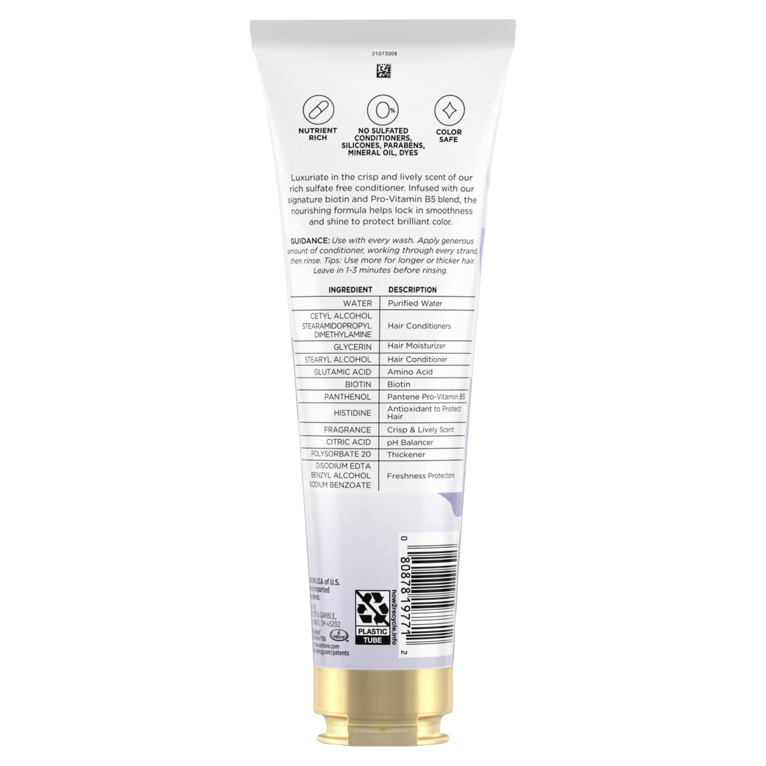 Pantene Nutrient Blends Illuminating Color Care Biotin Sulfate Free Conditioner - 8oz/12pk
